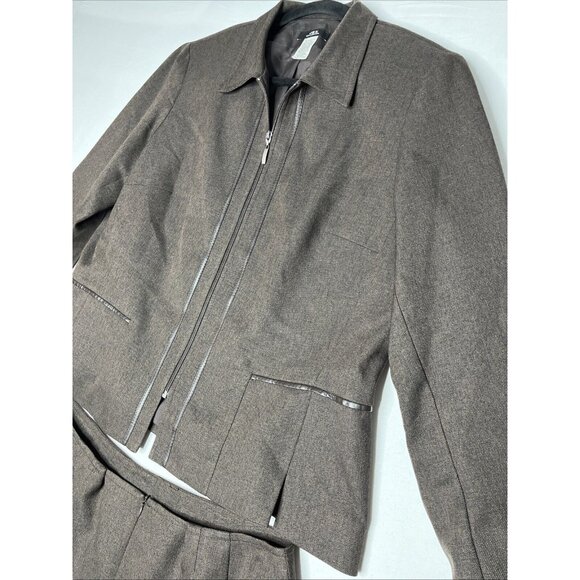 Jex Collection Women’s 2 Piece Brown Suit Skirt & Jacket Blazer Set Size 16 (46) - Picture 4 of 16